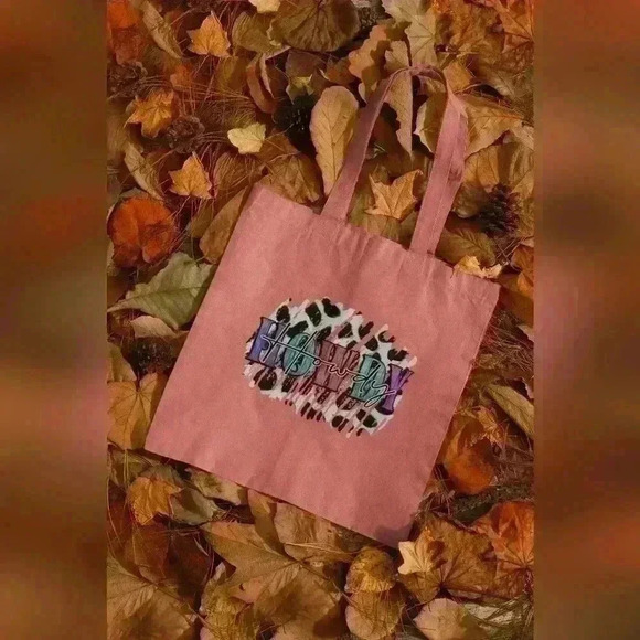 Country fall howdy animal print mauve  recycled tote bag - Picture 1 of 3